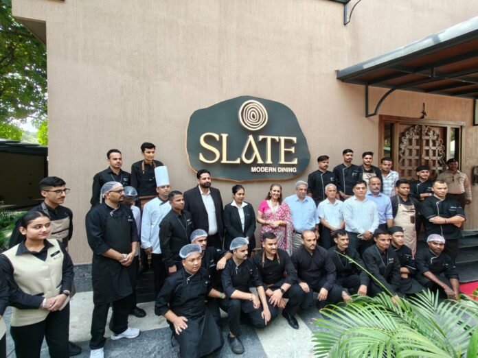 Slate Restaurant's modern dining interior in Jammu